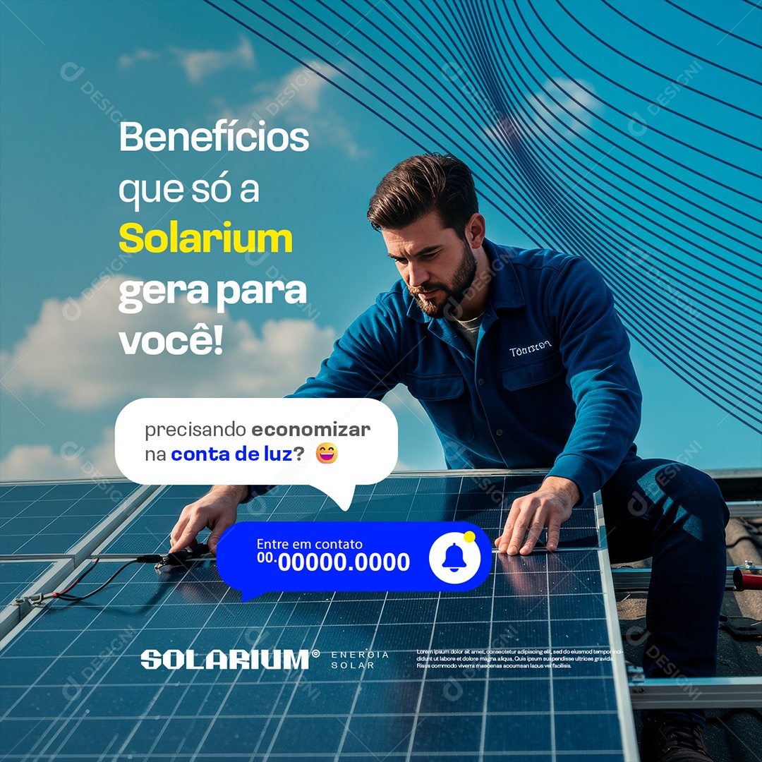 Energia Solar Benefícios Que Só a Solarium Gera para Você Social Media PSD Editável