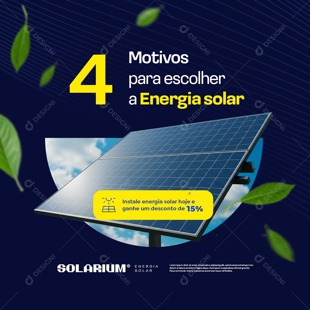 Quatro Motivos para Escolher a Energia Solar Social Media PSD Editável