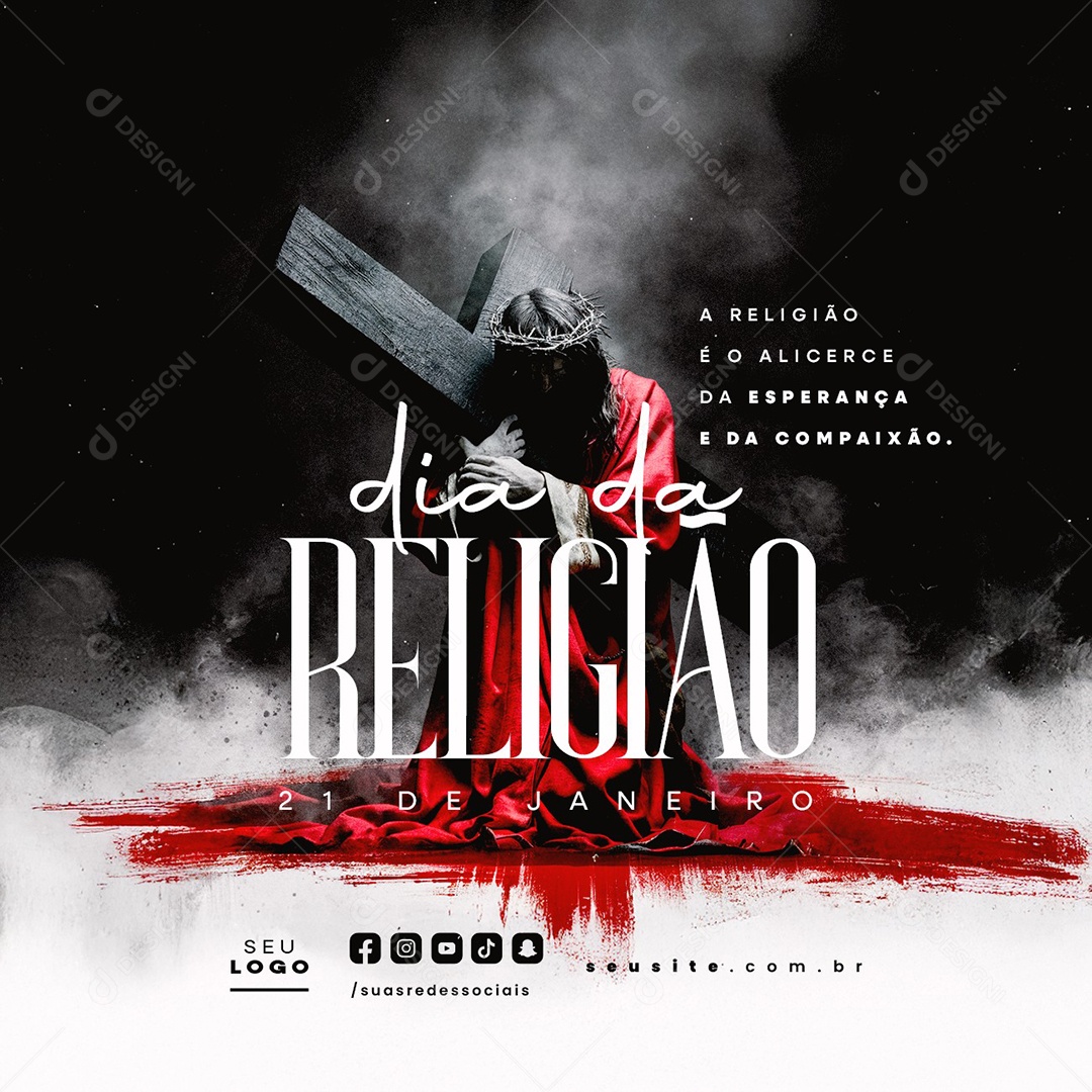 Dia da Religião 21 de Janeiro é o Alicerce da Esperança e Da Compaixão Social Media PSD Editável