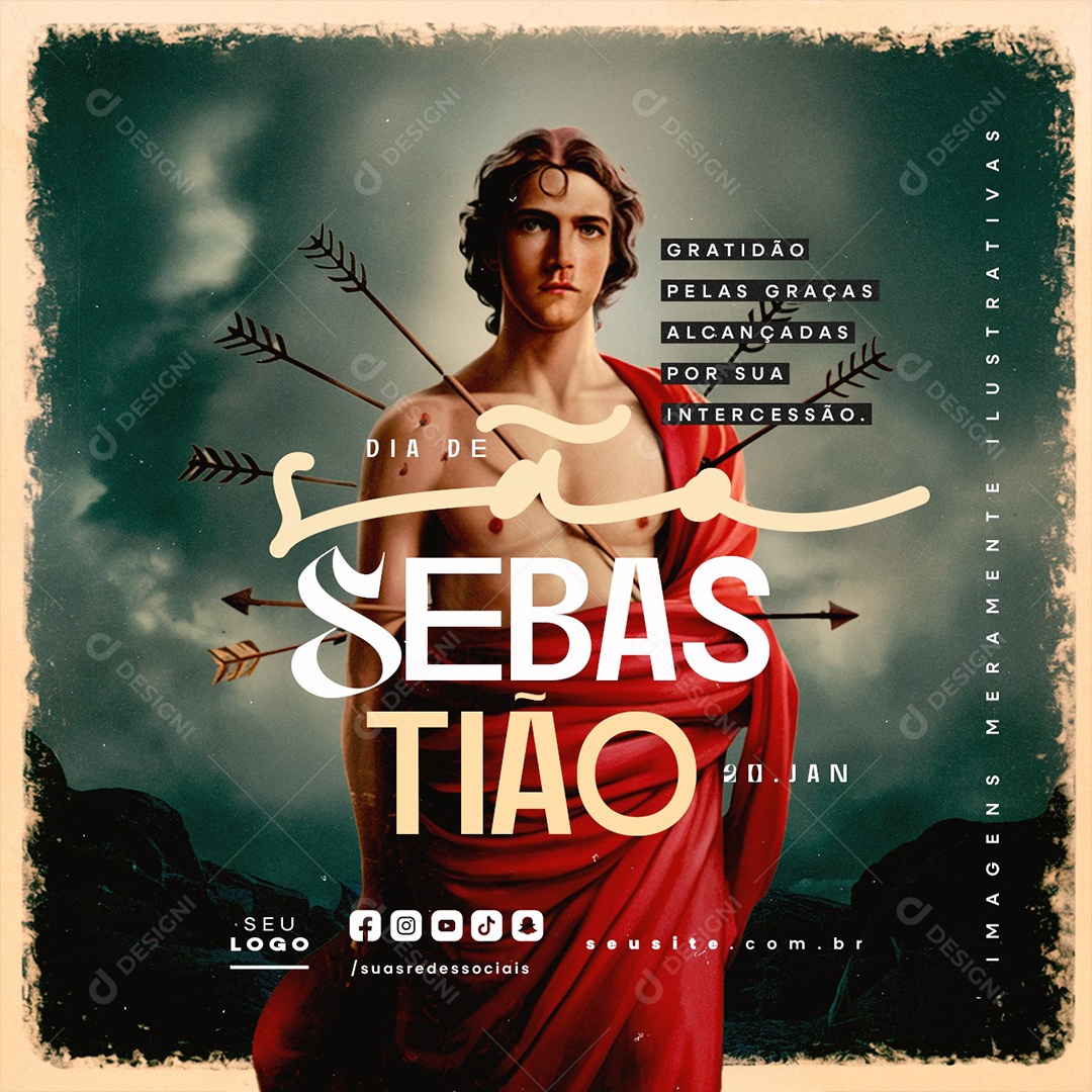 Dia de São Sebastião 20 de Janeiro Gratidão Pelas Graças Social Media PSD Editável