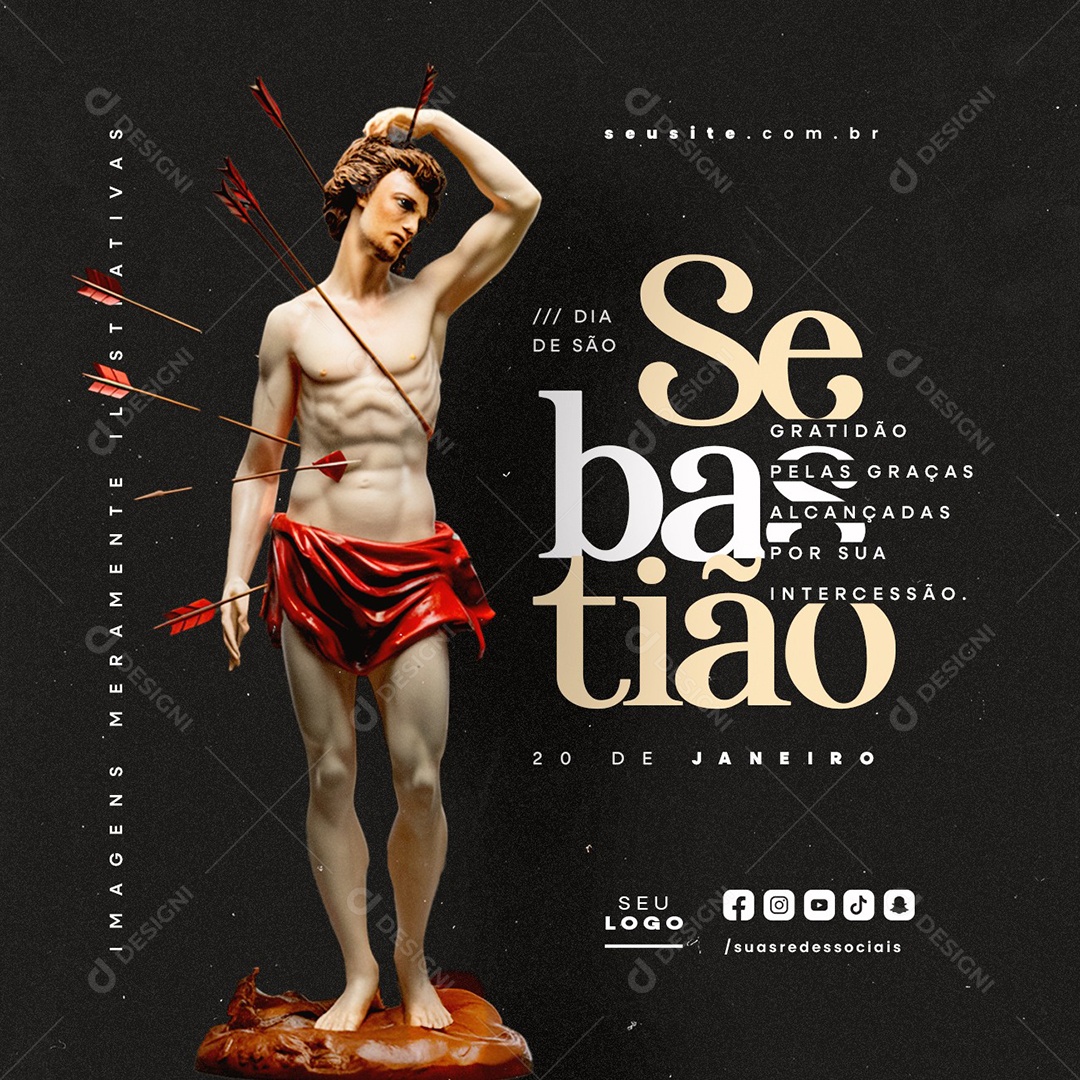 Dia de São Sebastião 20 de Janeiro Gratidão Social Media PSD Editável