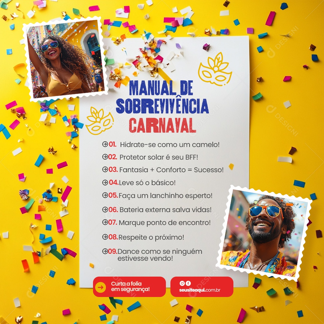 Carnaval Manual de Sobrevivência Dicas Social Media PSD Estável