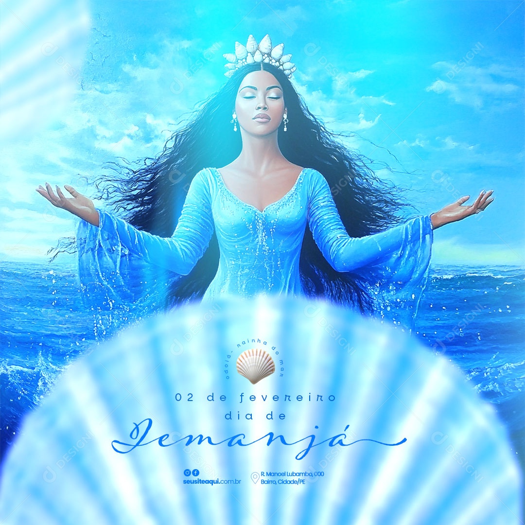 Dia de Iemanjá 2 de Fevereiro Social Media PSD Editável
