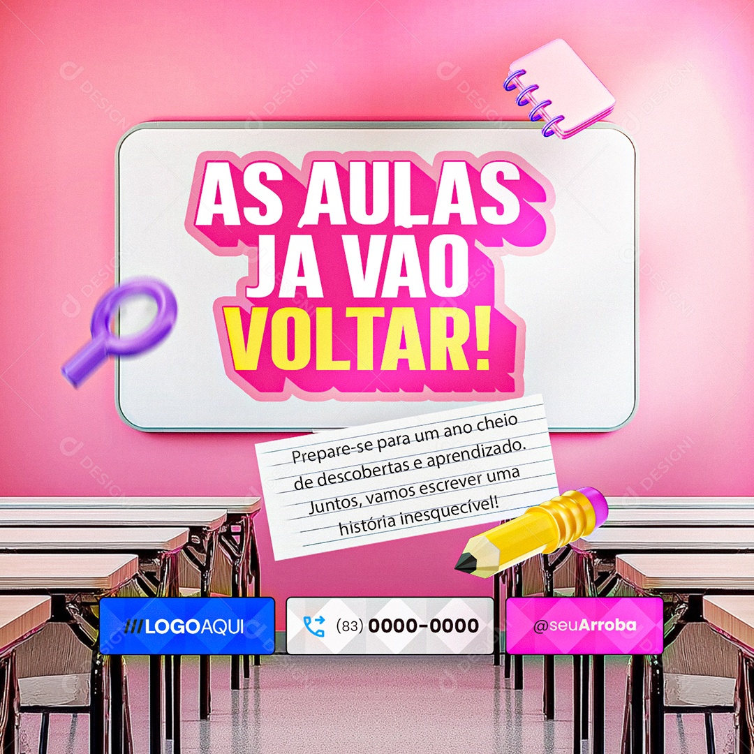 Volta às Aulas As Aulas Já Vão Voltar Social Media PSD Editável