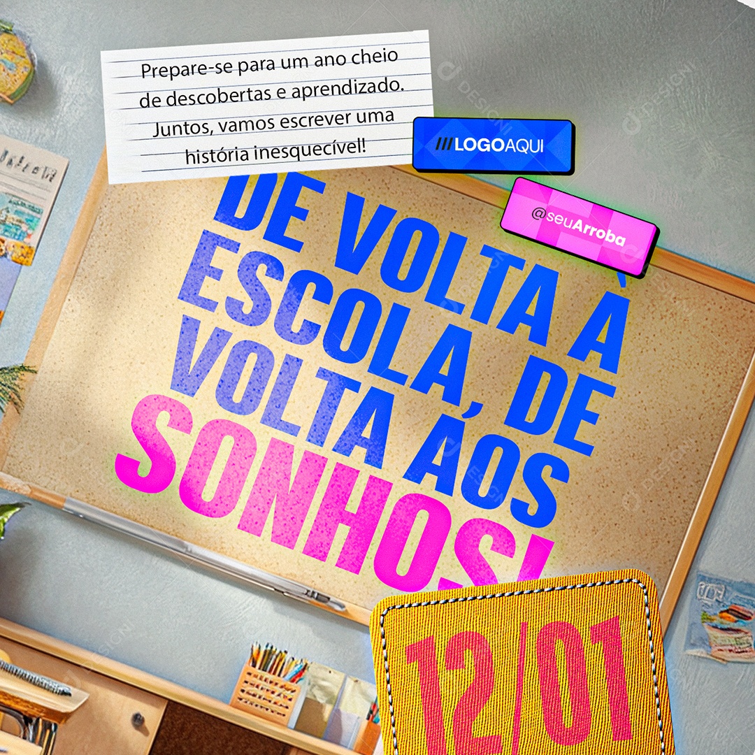 Volta às Aulas De Volta à Escola de Volta aos Sonhos Social Media PSD Editável