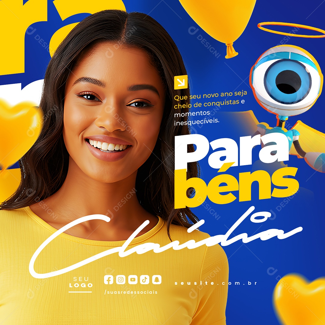 BBB Parabéns Claudia Social Media PSD Editável