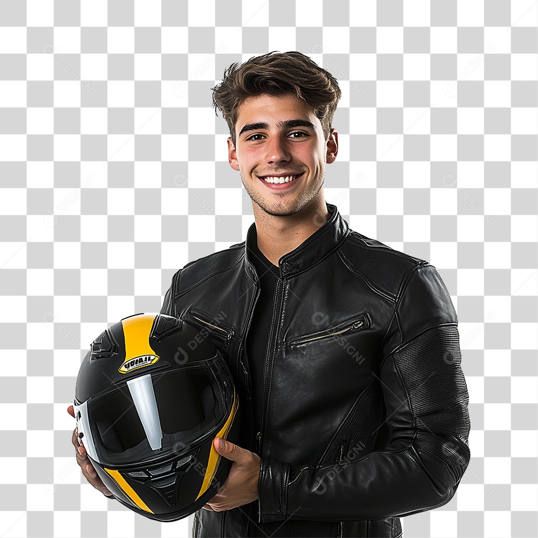 Homem Motoqueiro Maio Amarelo PNG Transparente