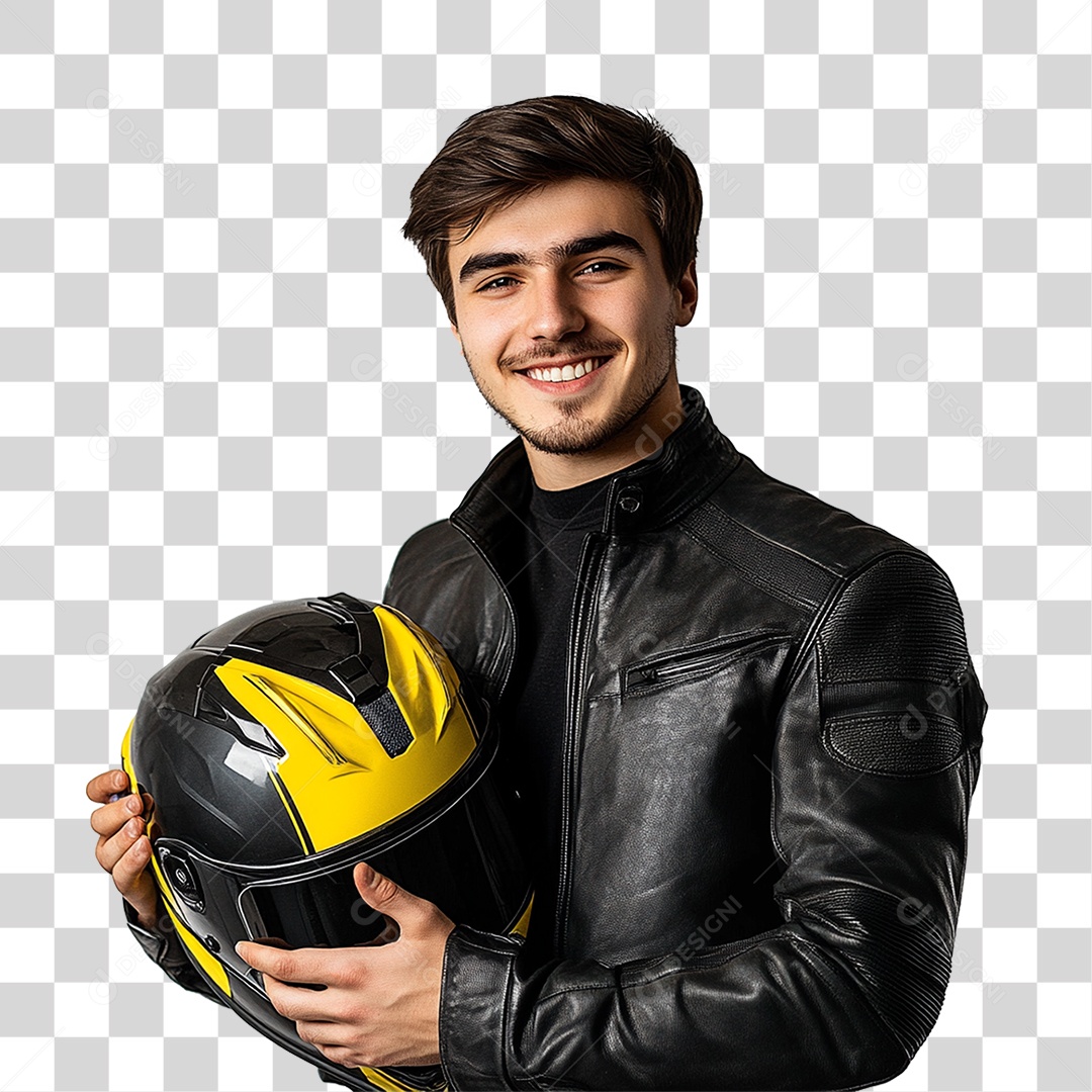 Homem Motoqueiro Maio Amarelo PNG Transparente