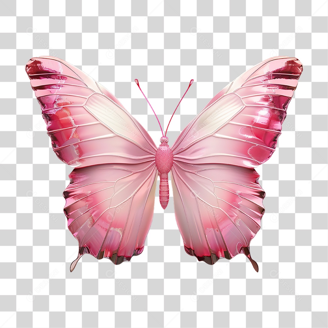 Borboleta Rosa Decorativa em Estilo Realista PNG Transparente