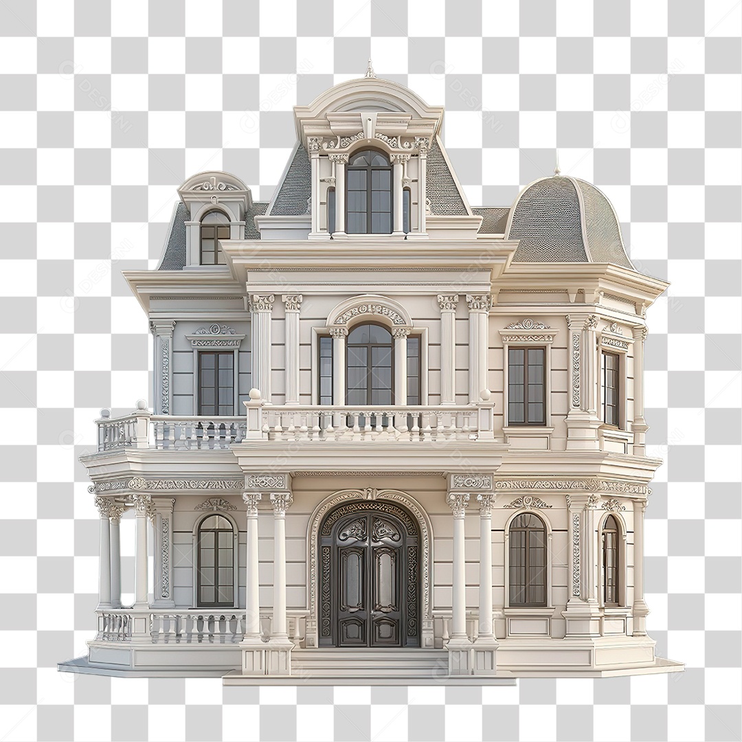 Prédio Branco em Estilo Clássico Europeu PNG Transparente