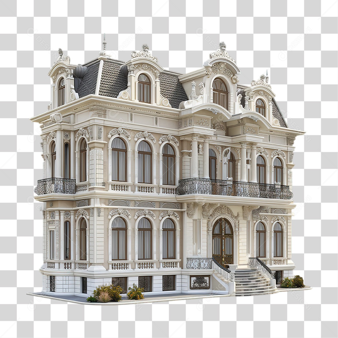 Prédio Branco em Estilo Clássico Europeu PNG Transparente