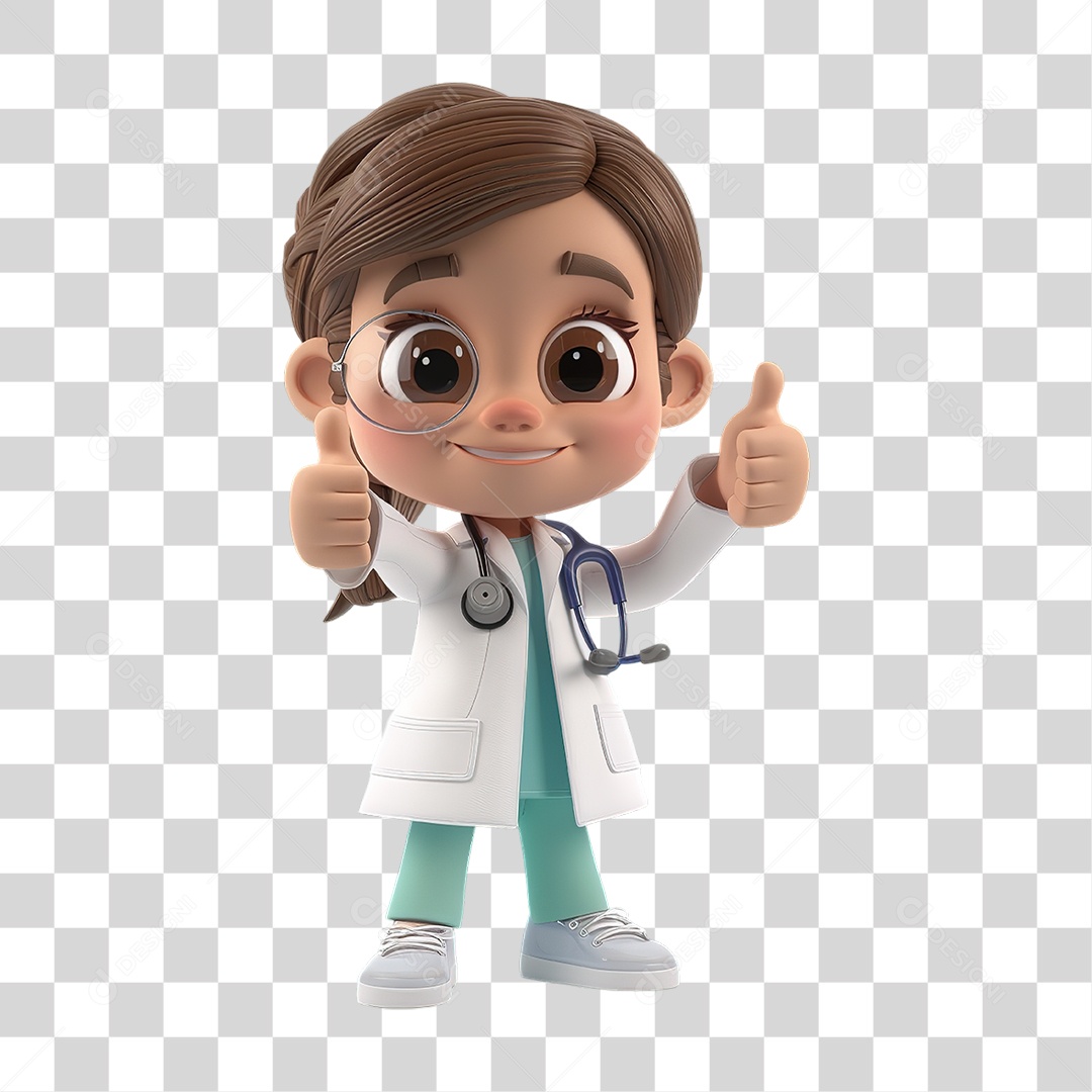 Médico Jovem Personagem Masculino em Estilo Realista PNG Transparente