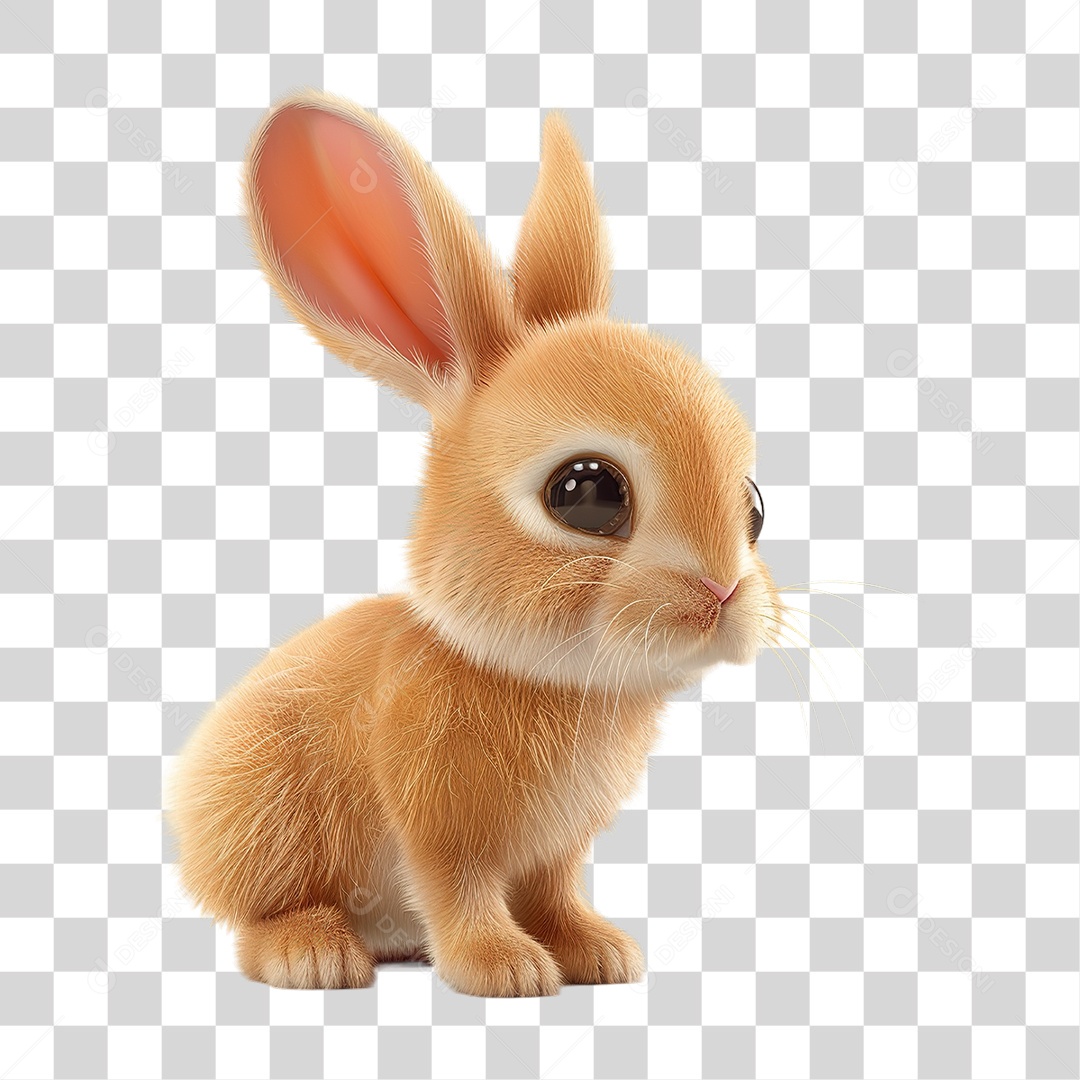 Coelho Marrom Sentado Em Estilo Realista Formato PNG Transparente