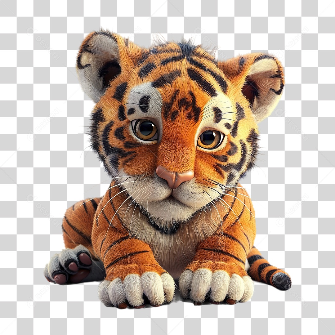 Tigre Deitado Em Estilo Realista Formato PNG Transparente