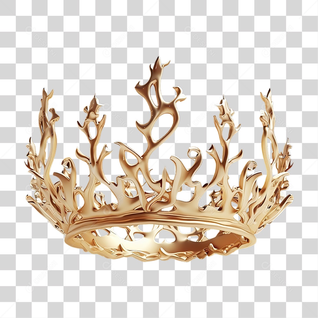 Coroa Dourada Luxuosa Para Realeza Formato PNG Transparente