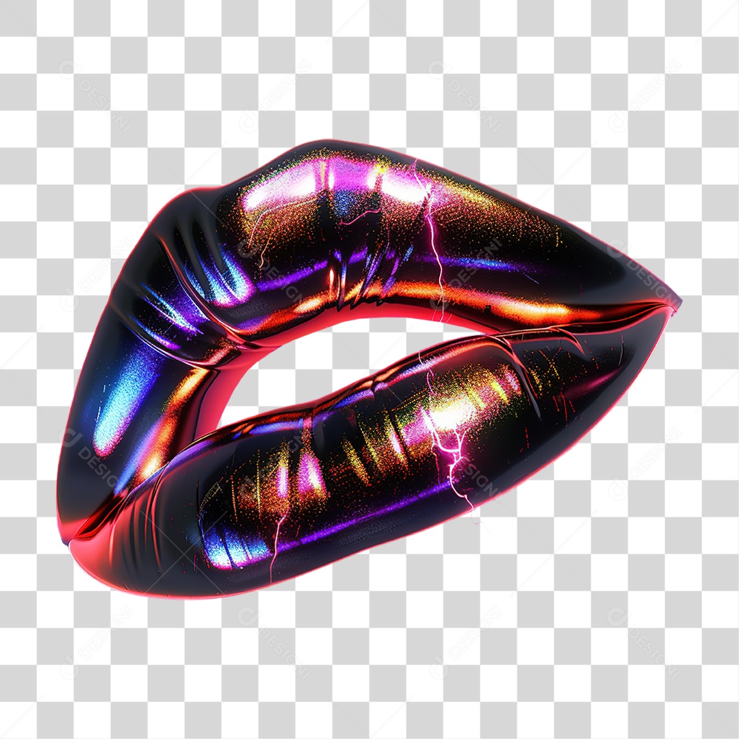 Boca Colorida Em Estilo Artístico Brilhante Formato PNG Transparente