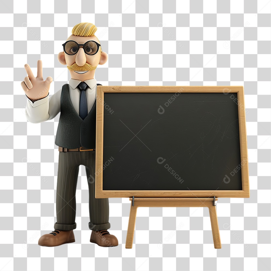 Personagem Masculino de Terno Acenando Formato PNG Transparente