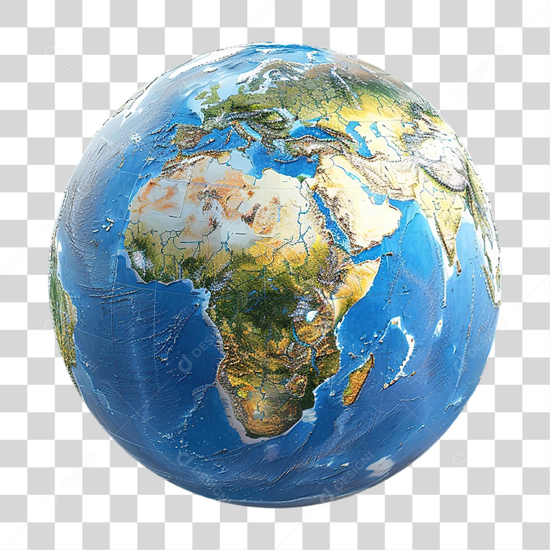 Globo Terrestre Azul Com Continentes Formato PNG Transparente