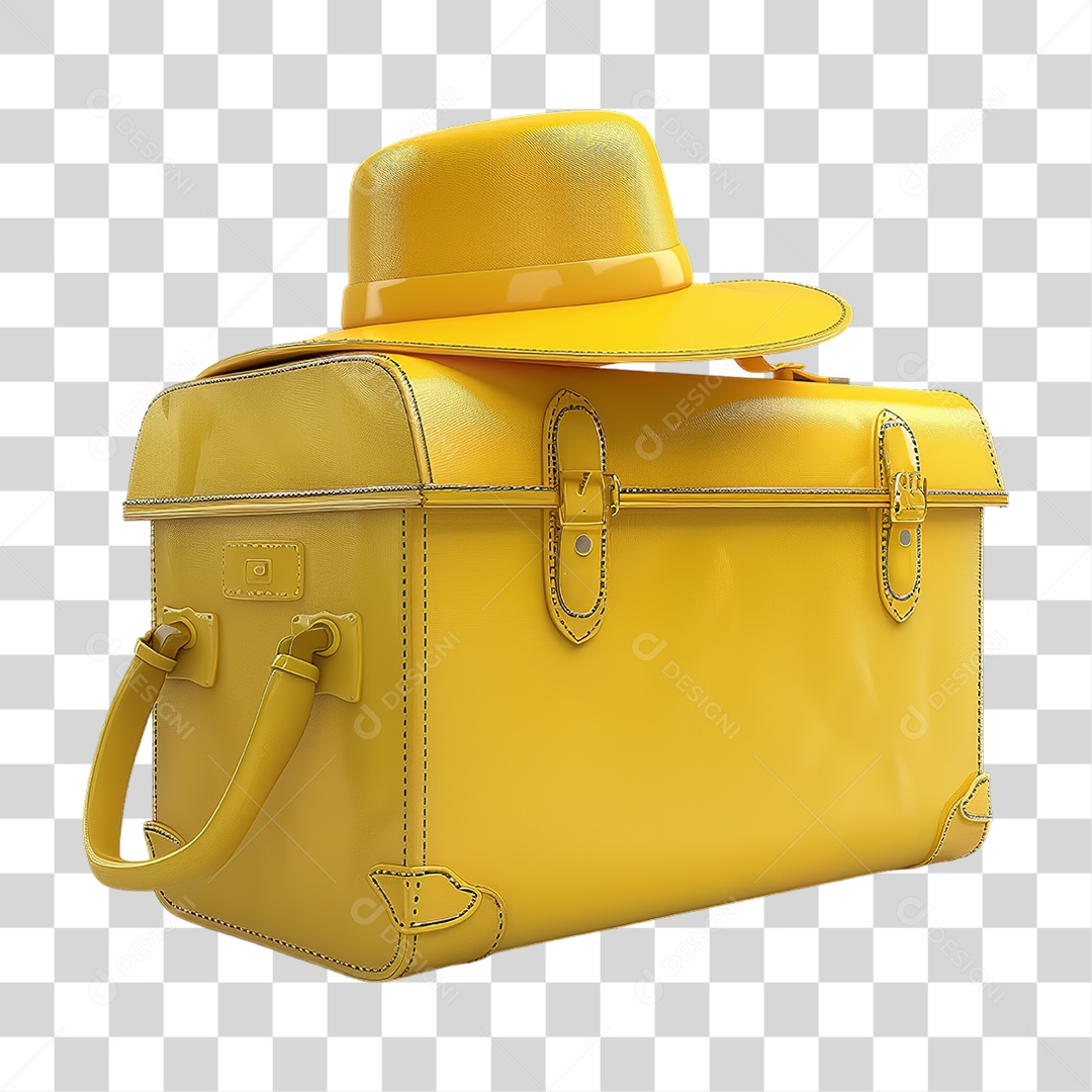 Mala Amarela De Viagem Em Estilo Simples Formato PNG Transparente