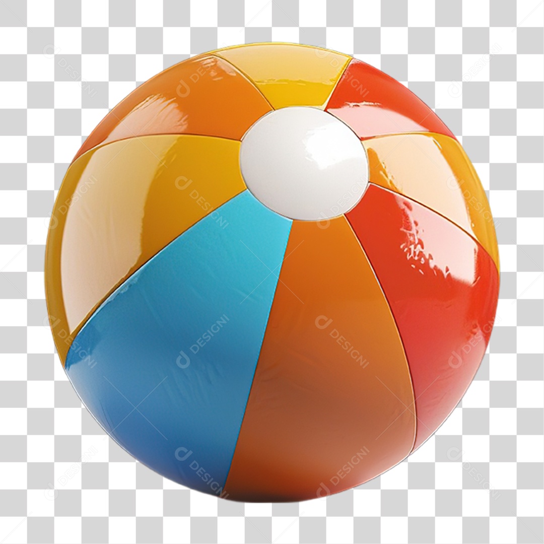Bola Colorida Inflável de Praia Formato PNG Transparente