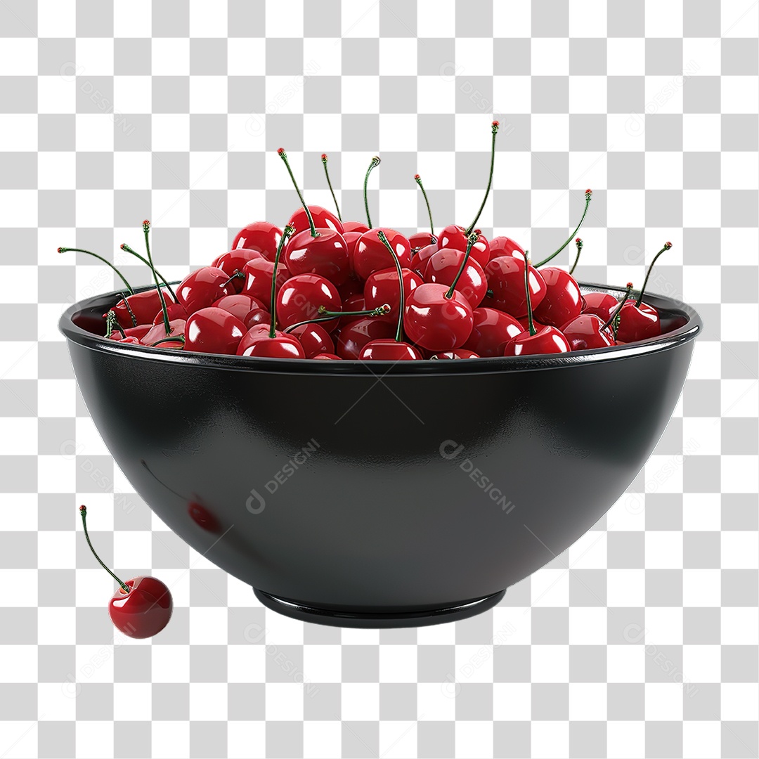 Tigela Preta Com Frutas Vermelhas Formato PNG Transparente