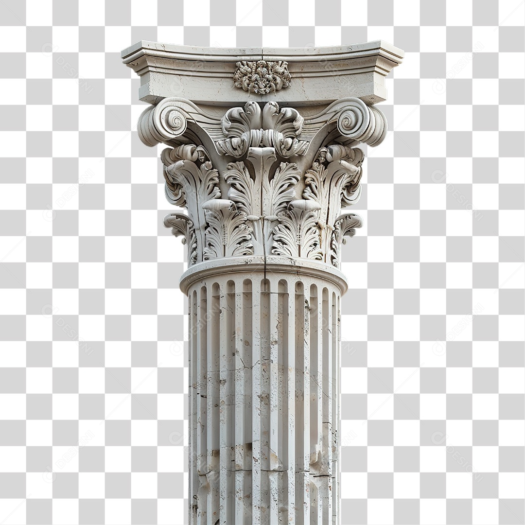 Coluna Clássica Estilo Romano Decorativa Formato PNG Transparente