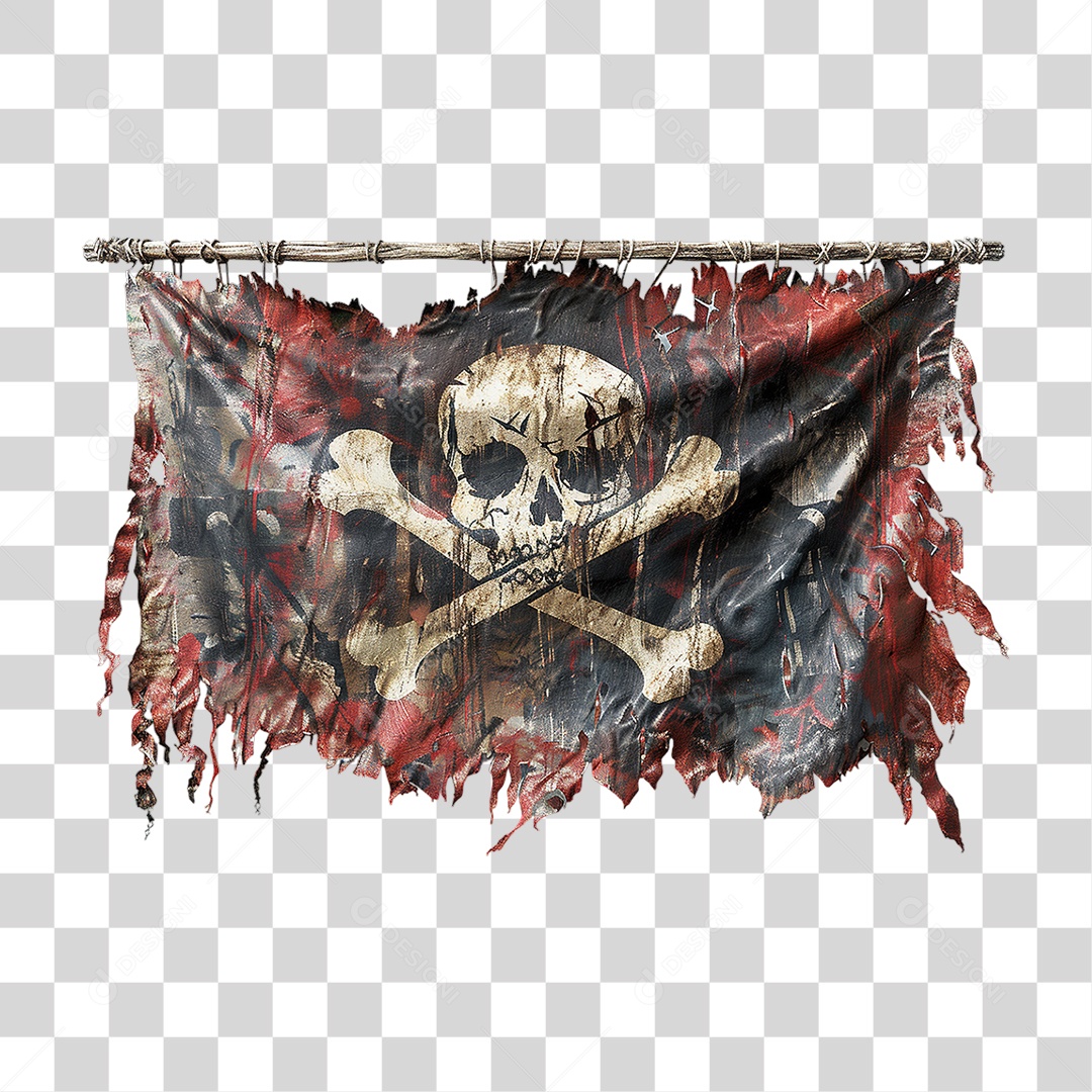 Bandeira Preta Com Caveira Em Estilo Pirata Formato PNG Transparente