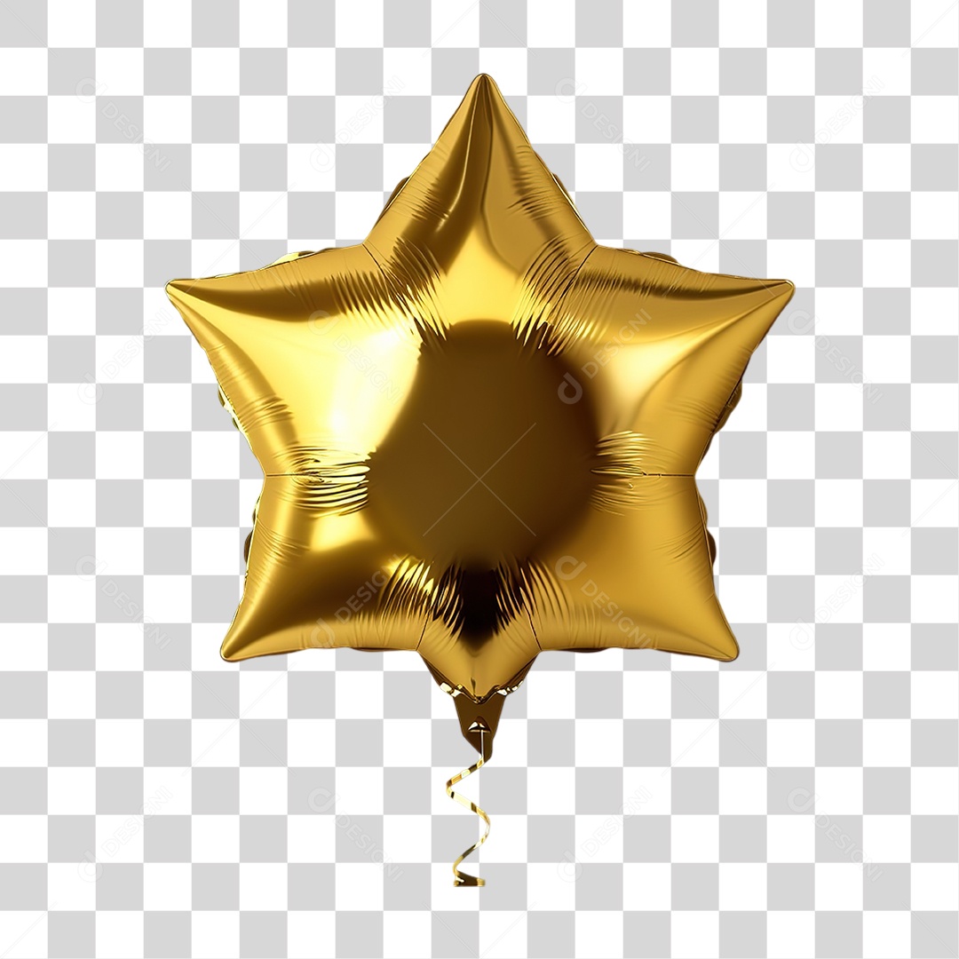 Estrela Dourada Brilhante Decorativa Formato PNG Transparente