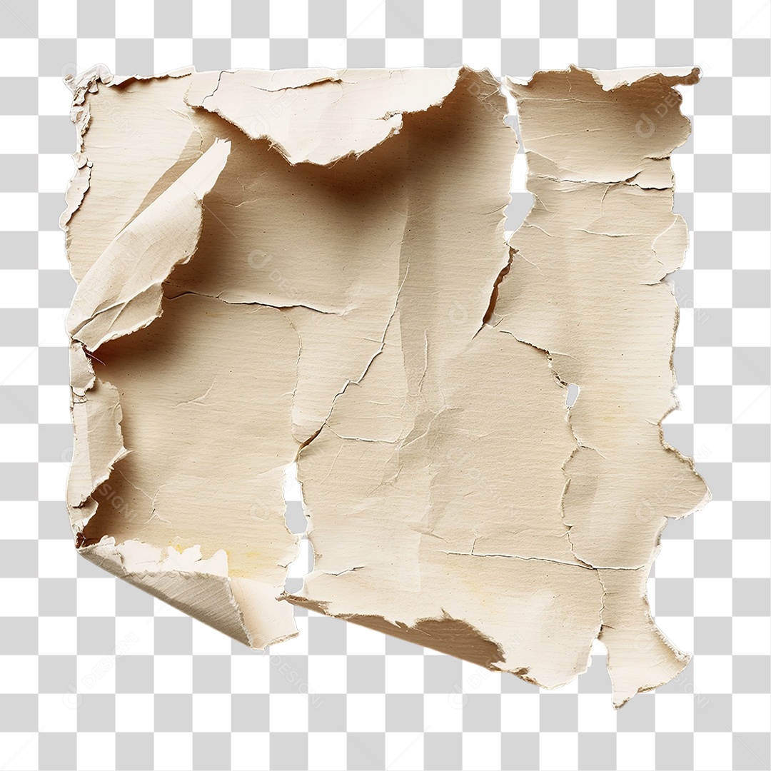 Papel Rasgado Com Fundo Amassado Formato PNG Transparente