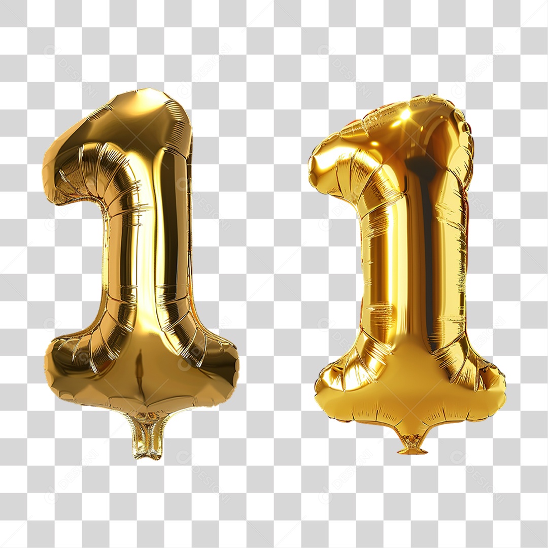 Número Dourado 1 em Estilo Decorativo Formato PNG Transparente