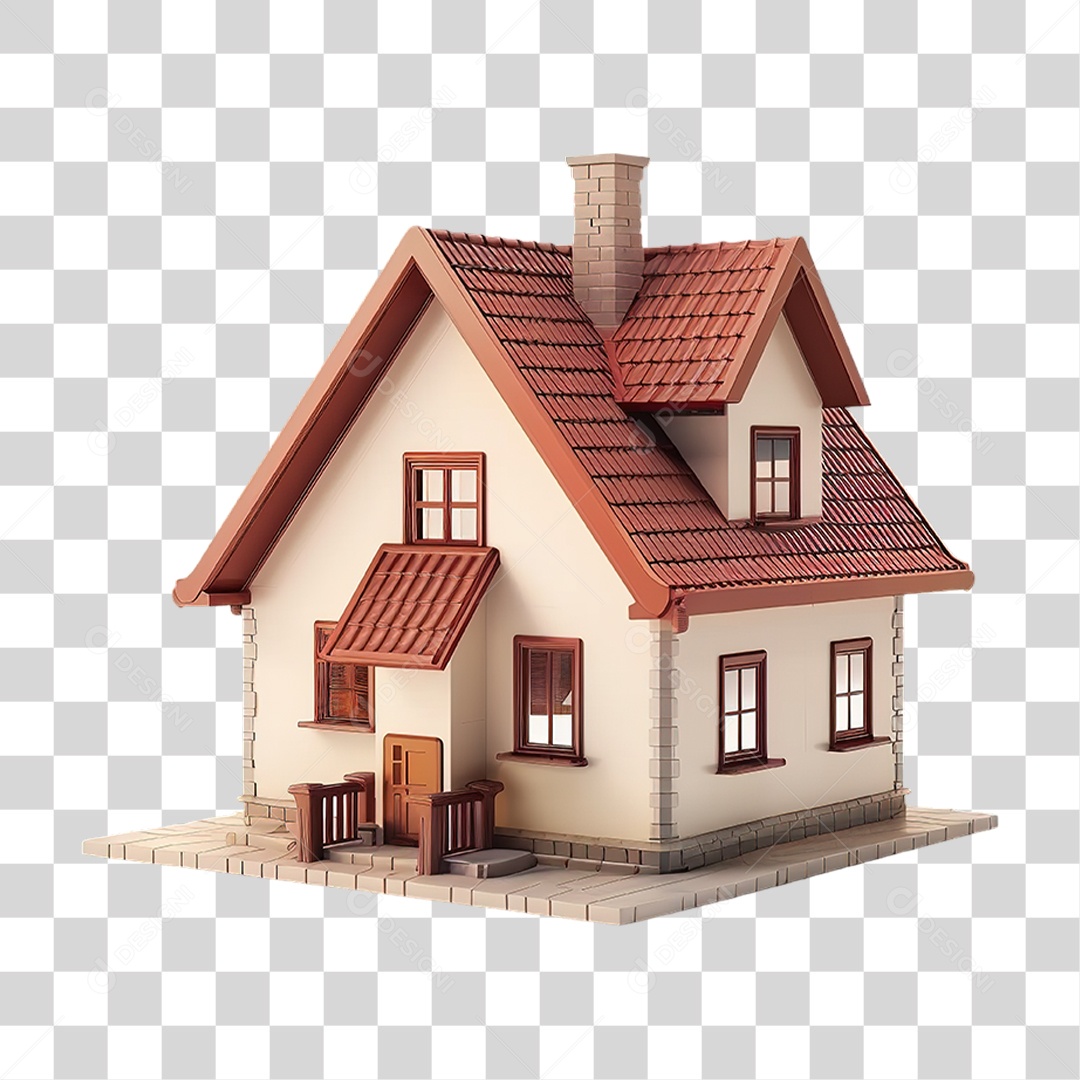 Casa Branca Realista em Estilo Residencial Formato PNG Transparente