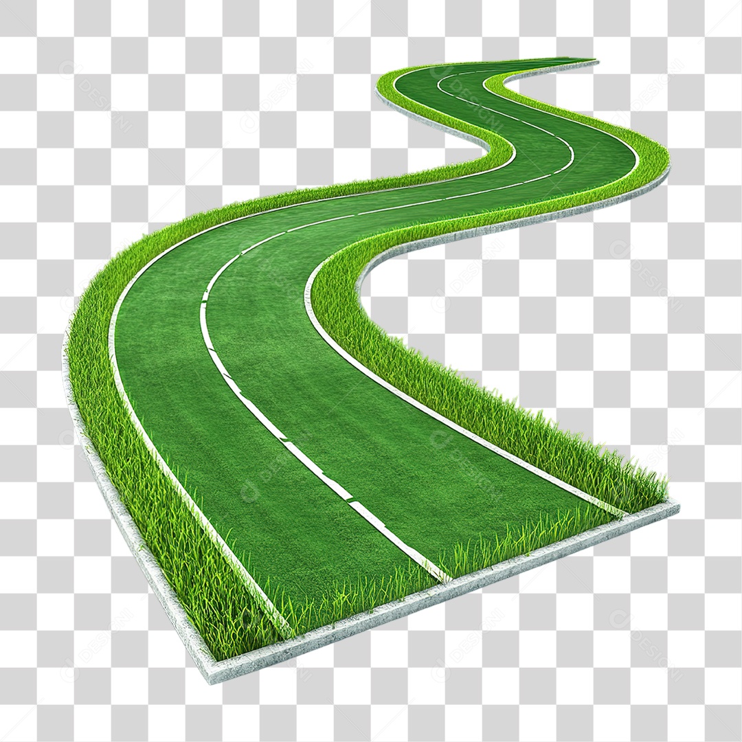 Estrada Verde Curva Em Estilo Realista Formato PNG Transparente