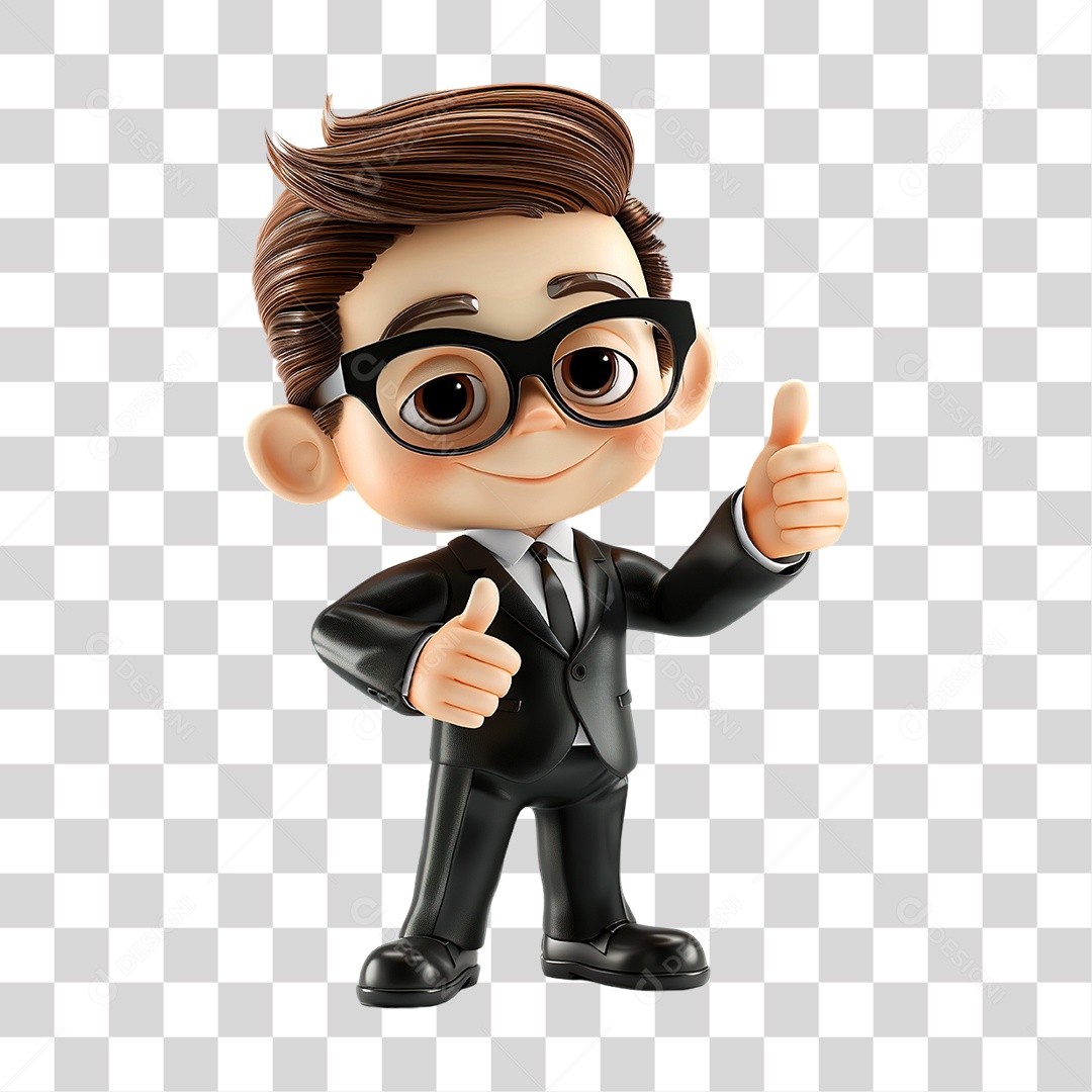 Homem de Terno Preto Em Estilo Realista Formato PNG Transparente