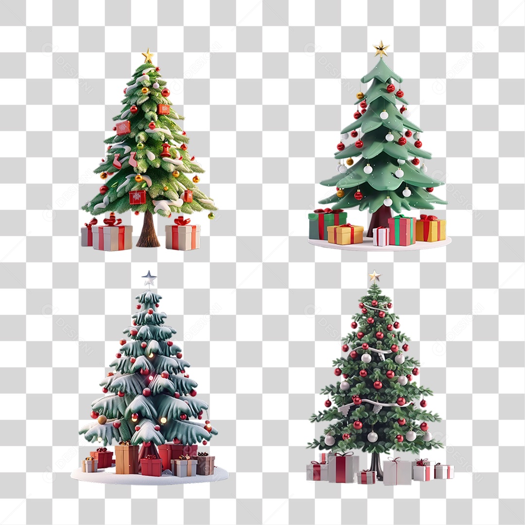 Árvore de Natal Verde Decorada Com Presentes Formato PNG Transparente