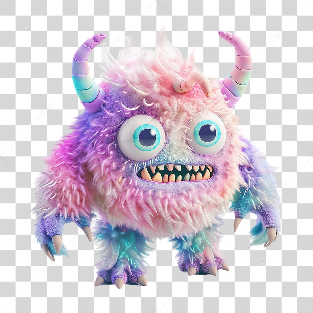 Conjunto de Monstros Coloridos em Estilo Infantil Formato PNG Transparente