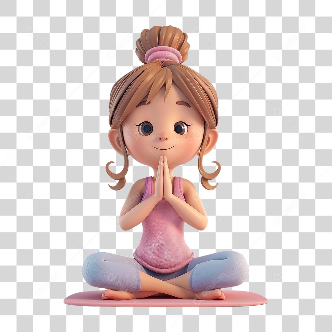 Menina Sentada em Posição De Meditação Formato PNG Transparente