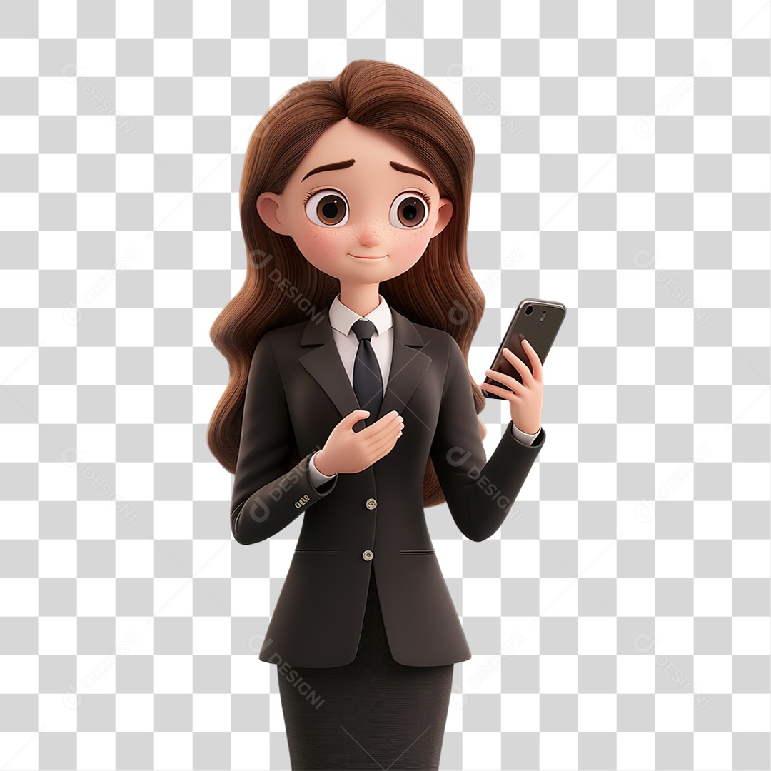 Mulher de Negócios em Estilo Realista Formato PNG Transparente