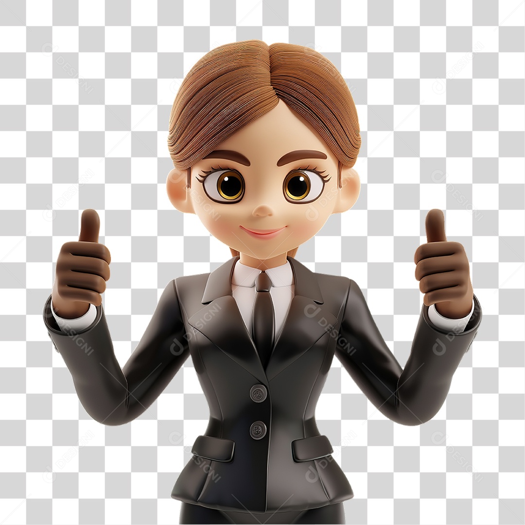 Mulher de Terno Preto em Estilo Realista Formato PNG Transparente