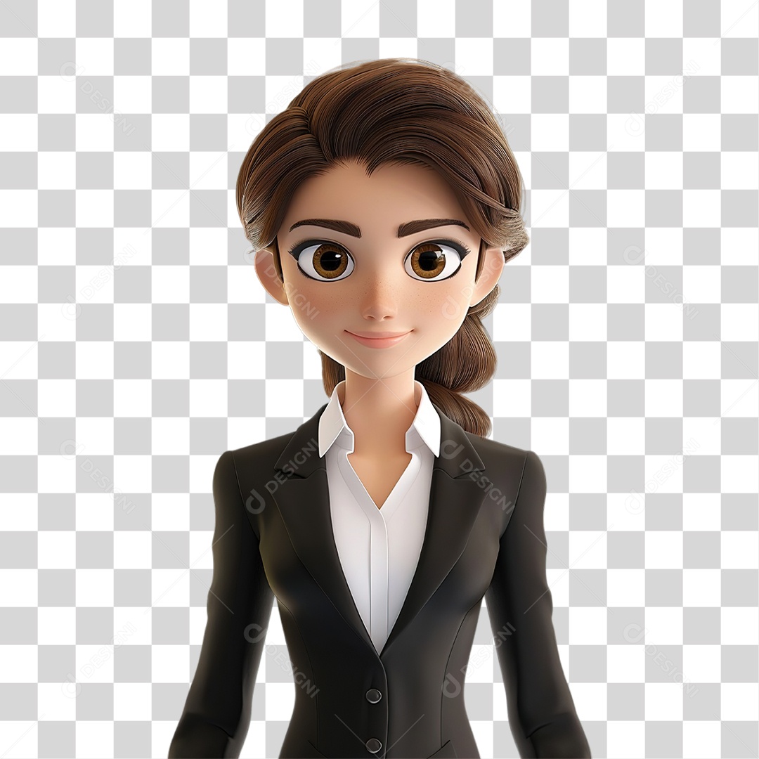 Mulher de Negócios em Estilo Realista Formato PNG Transparente