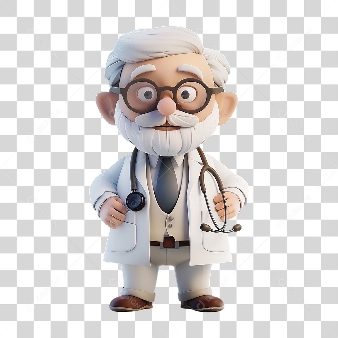 Cientista Idoso de Óculos em Estilo Realista Formato PNG Transparente