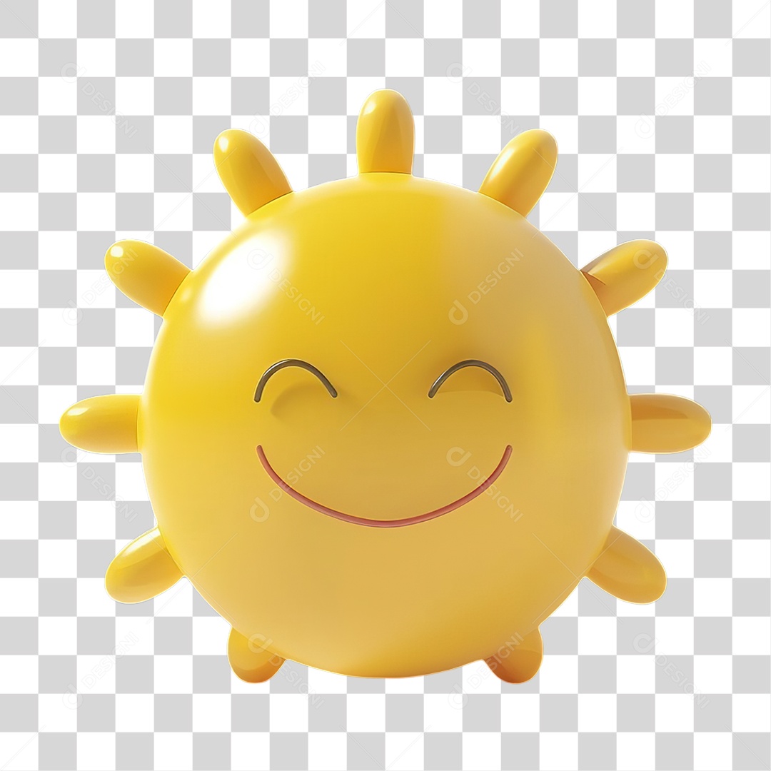 Sol Amarelo Sorridente Em Estilo Realista Formato PNG Transparente