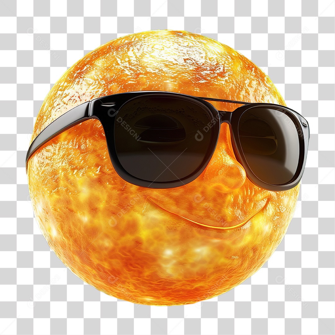Sol Amarelo Com Óculos Escuros Formato PNG Transparente