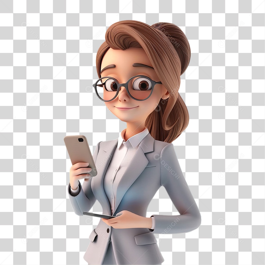 Mulher Executiva Com Bloco de Notas em Estilo Realista Formato PNG Transparente