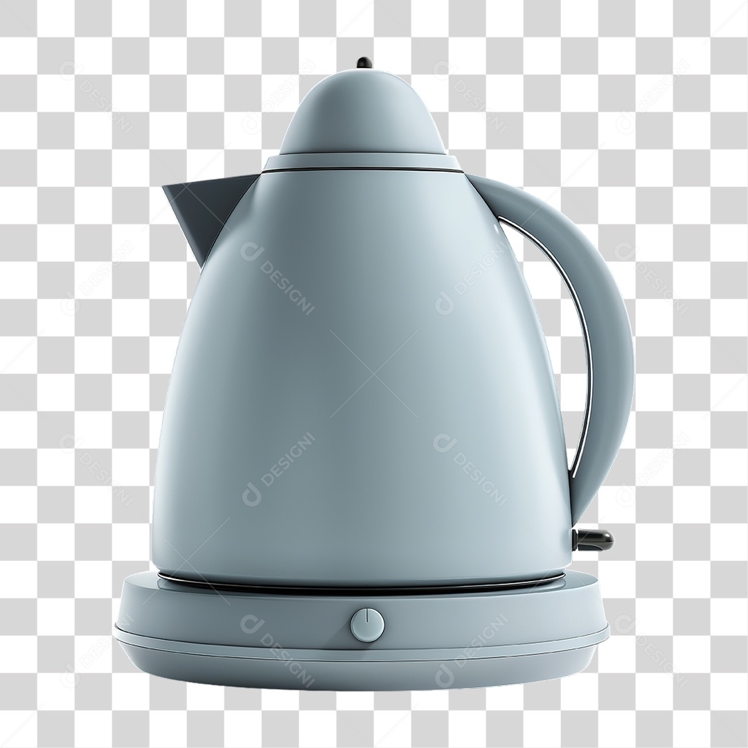 Chaleira Prata de Metal em Estilo Realista Formato PNG Transparente