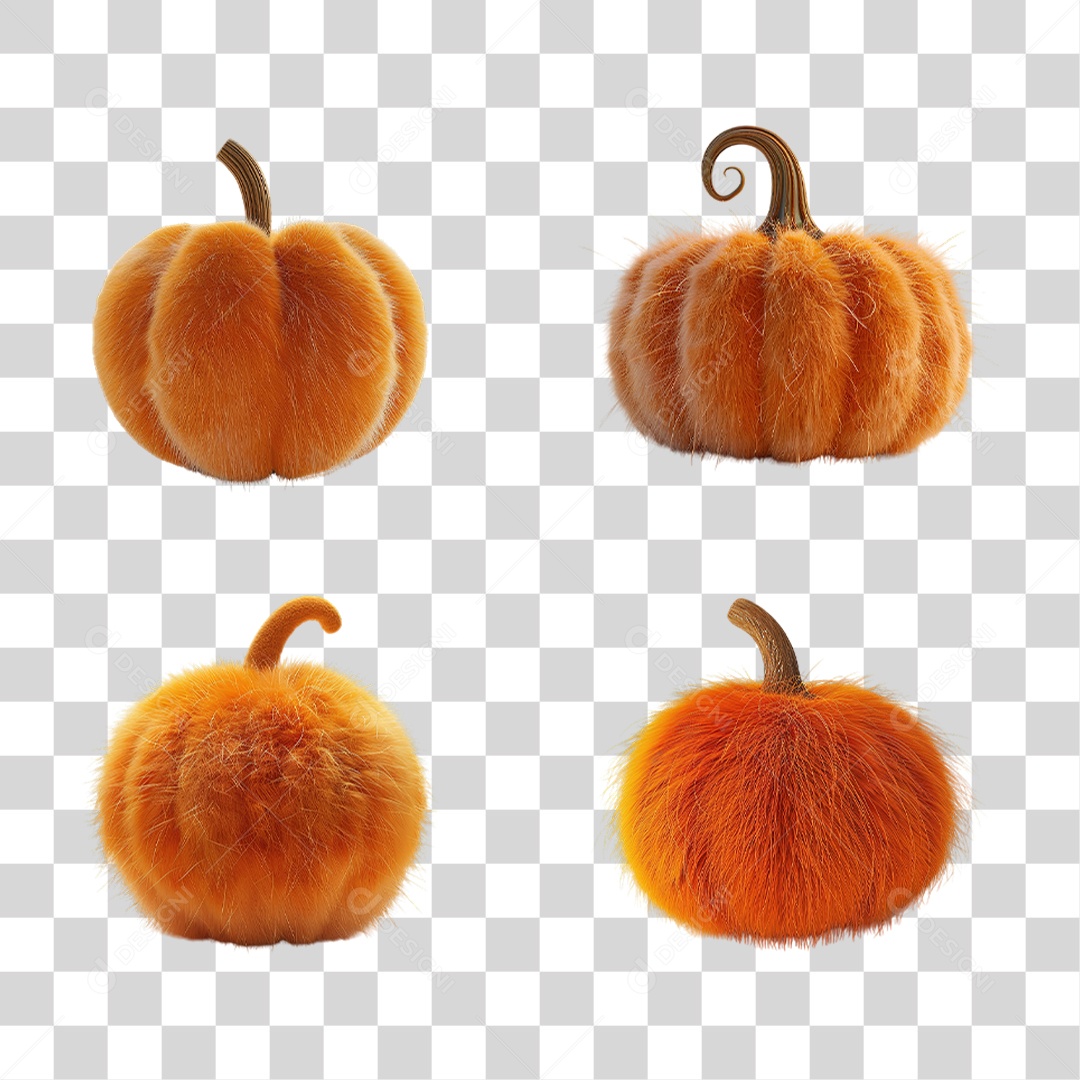 Conjunto de Abóboras Laranja de Halloween Formato PNG Transparente