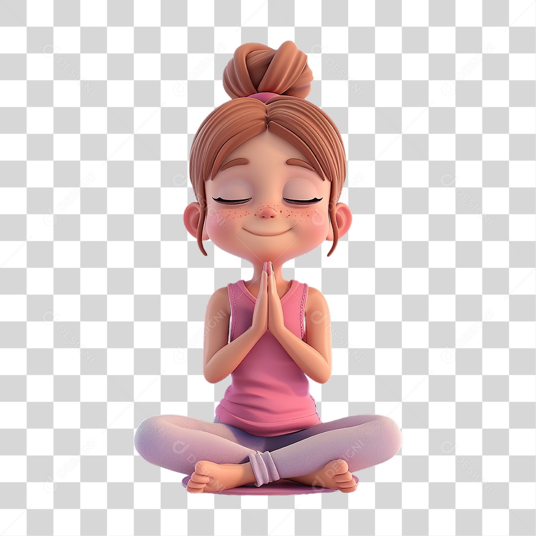 Menina Sentada em Posição De Meditação Formato PNG Transparente