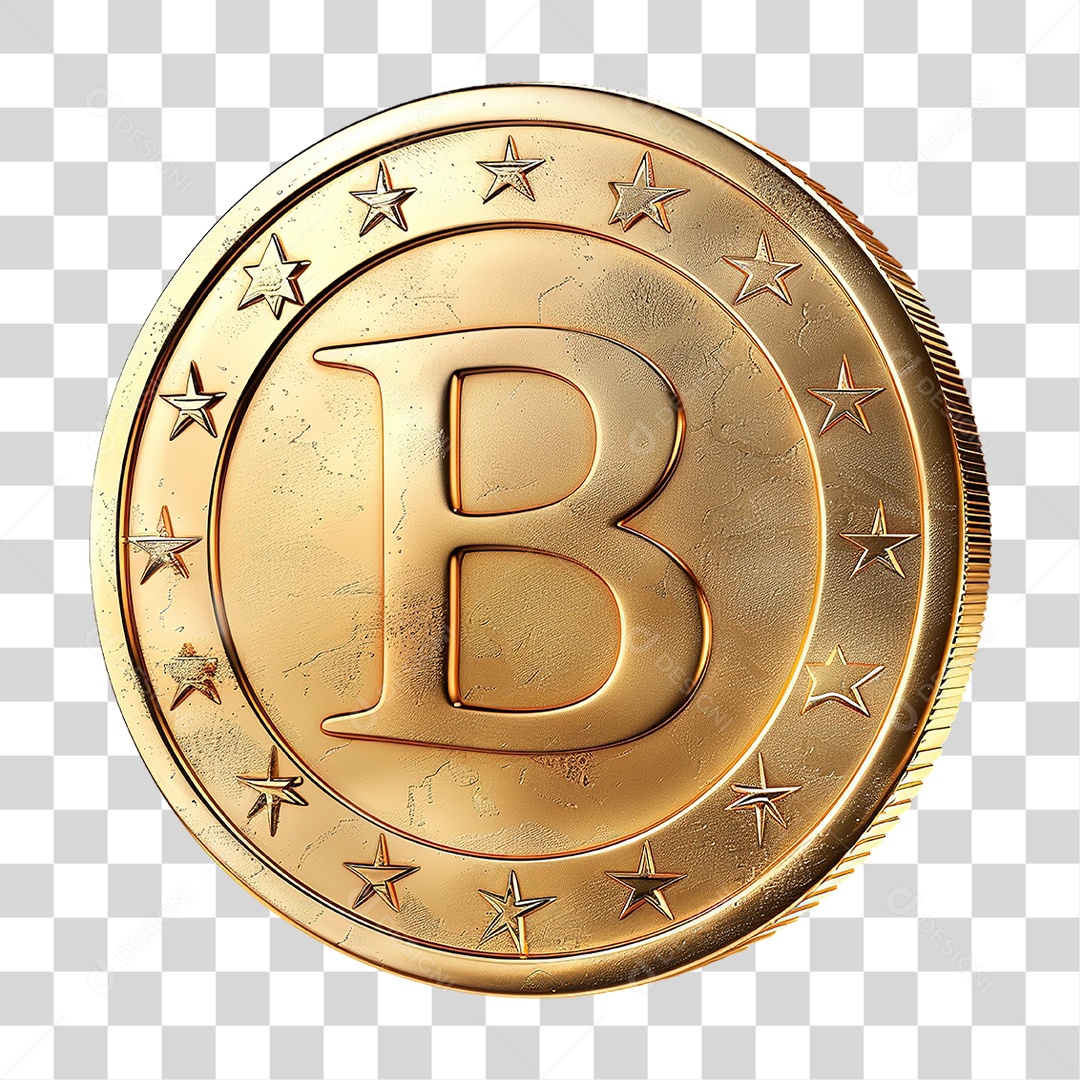 Moeda Dourada Decorativa Representando Dinheiro Economia PNG Transparente