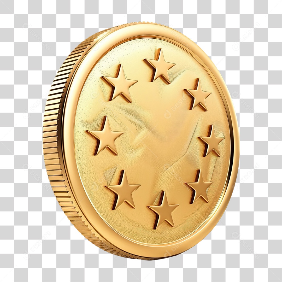 Moeda Dourada Decorativa Representando Dinheiro Economia PNG Transparente