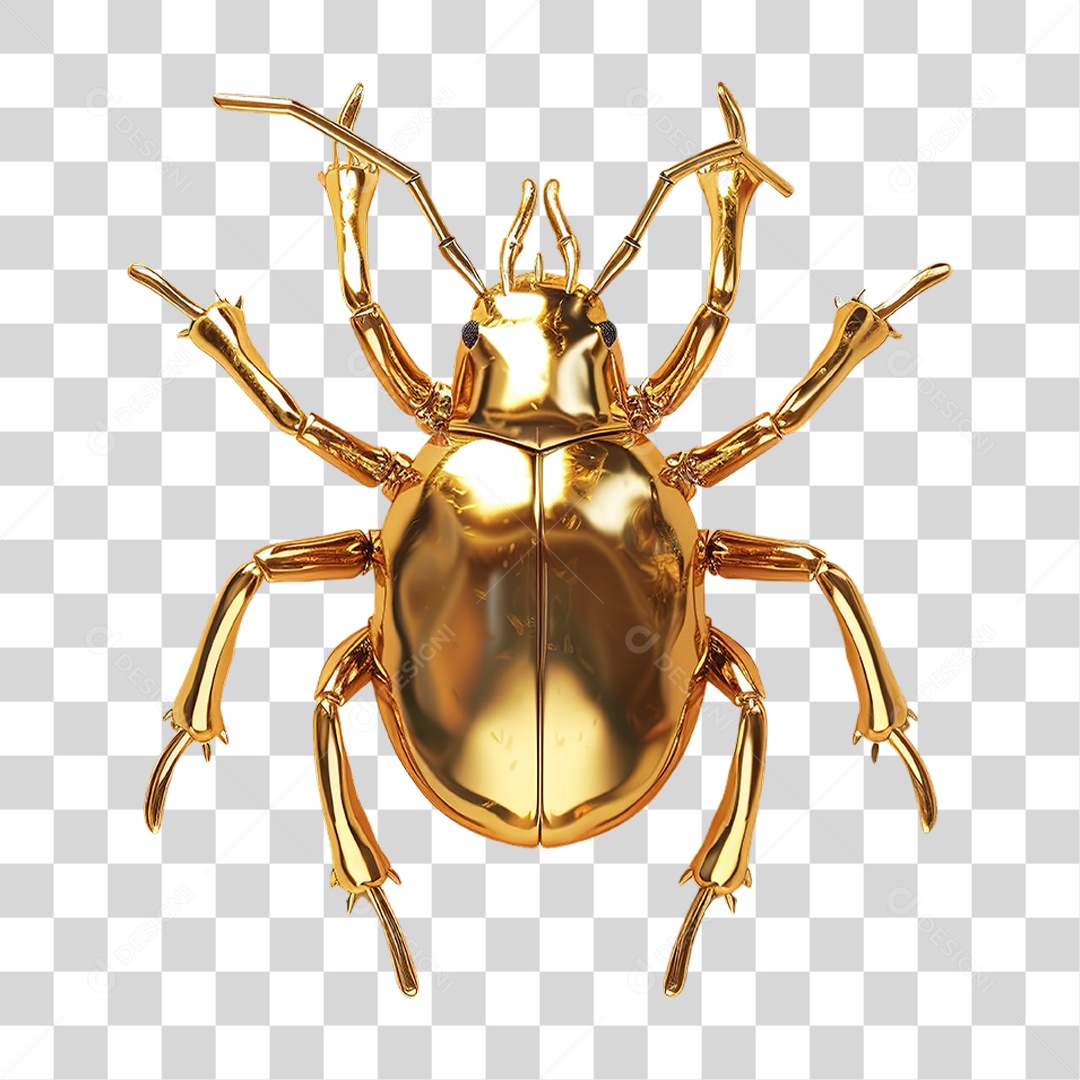Aranha Dourada em Estilo Realista Formato PNG Transparente