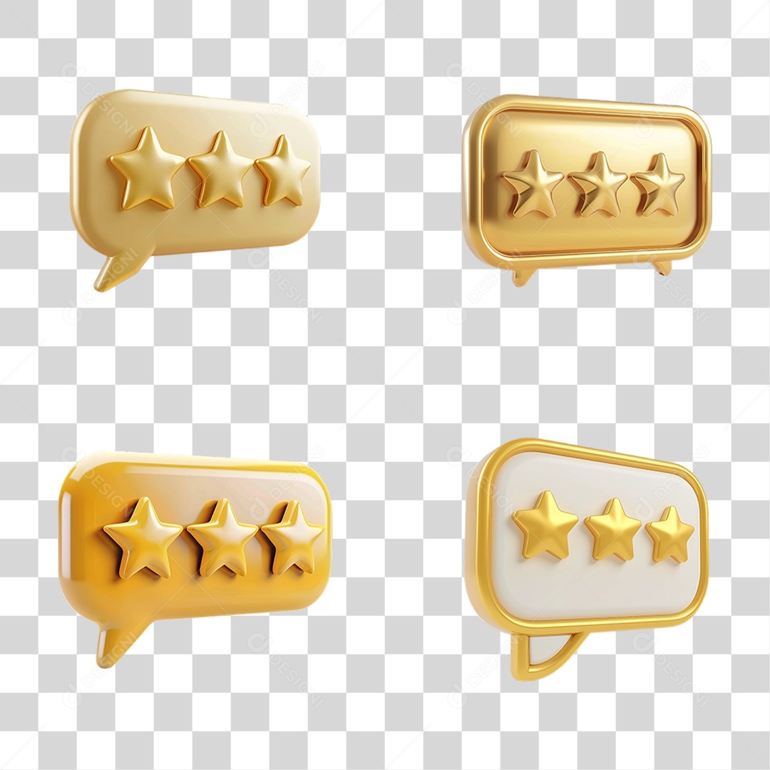 Conjunto de Estrelas Douradas Decorativas Formato PNG Transparente